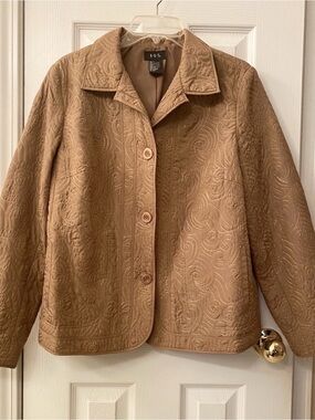 RQT Gold Women Long Sleeve Button Front Jacket Blazer Large